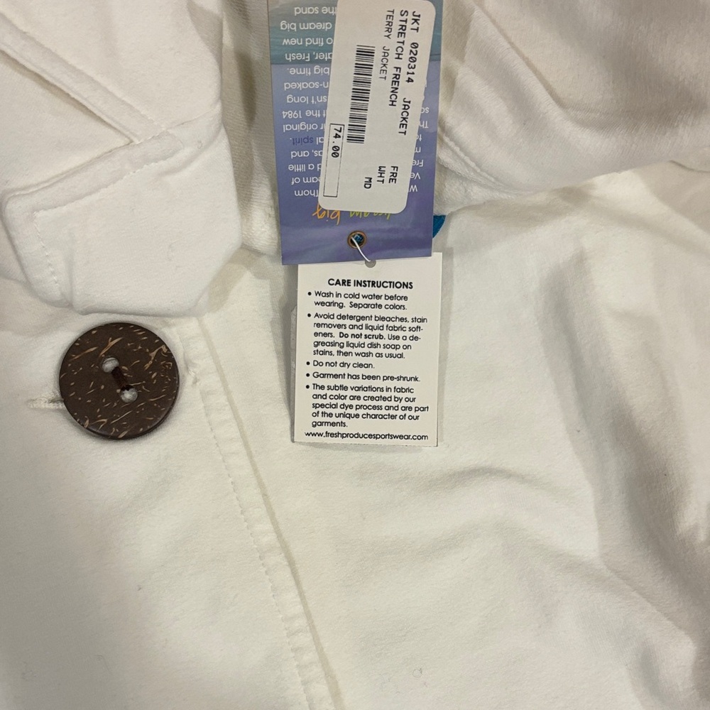 Fresh Produce White Jacket with Collar Dark Buttons. NWT - Picture 9 of 15